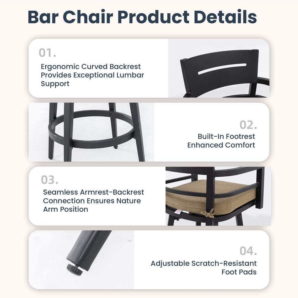 Modern 5PC Outdoor Patio Bar Set