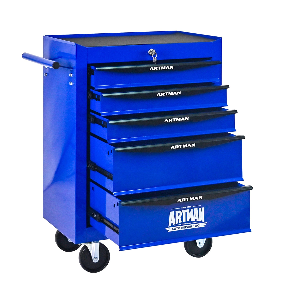 Rolling Metal Tool Chest with 5 Drawers - Purple