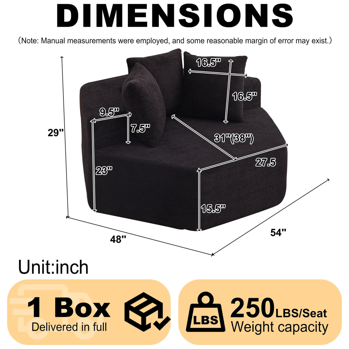 54-Inch Modern-Style Hexagonal Lounge Chair