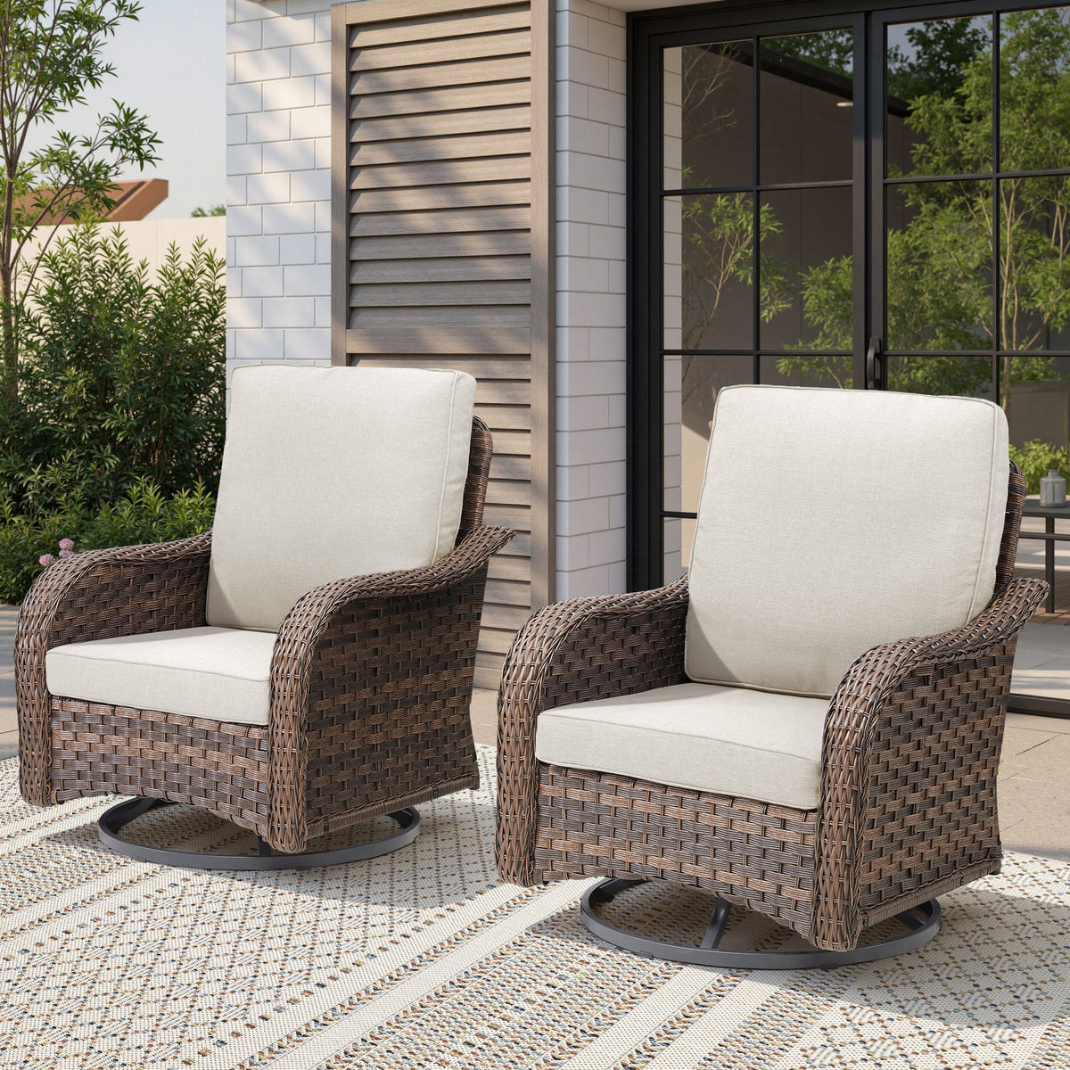 Patio Wicker Rocking Swivel Glider Chairs Set of 2