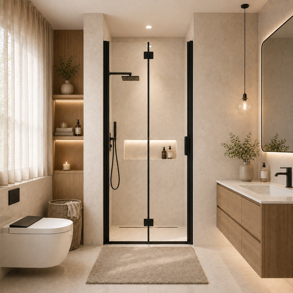 Semi-Frameless Folding Pivot Hinged Shower Door