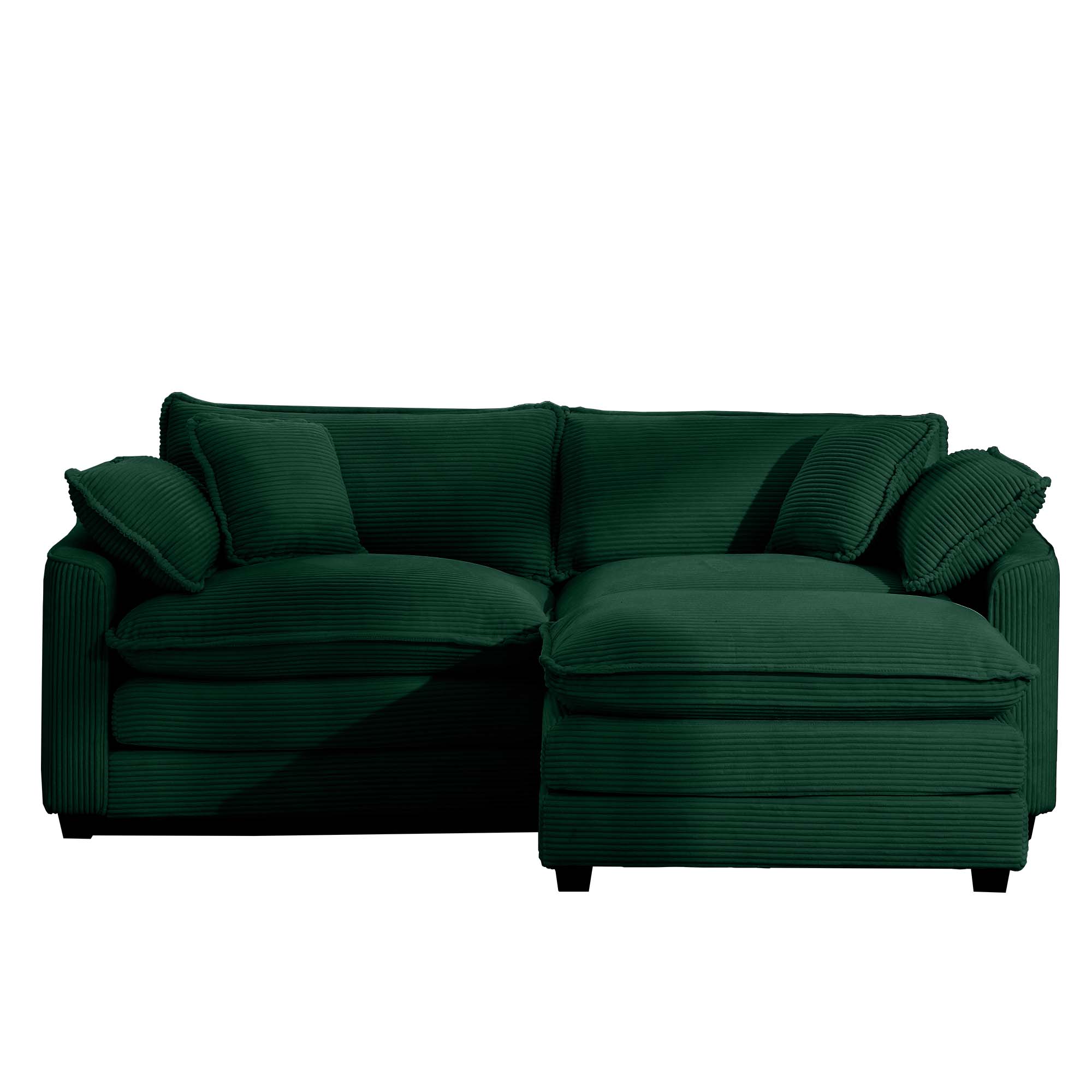 Corduroy Two-Seater Sofa with Ottoman
