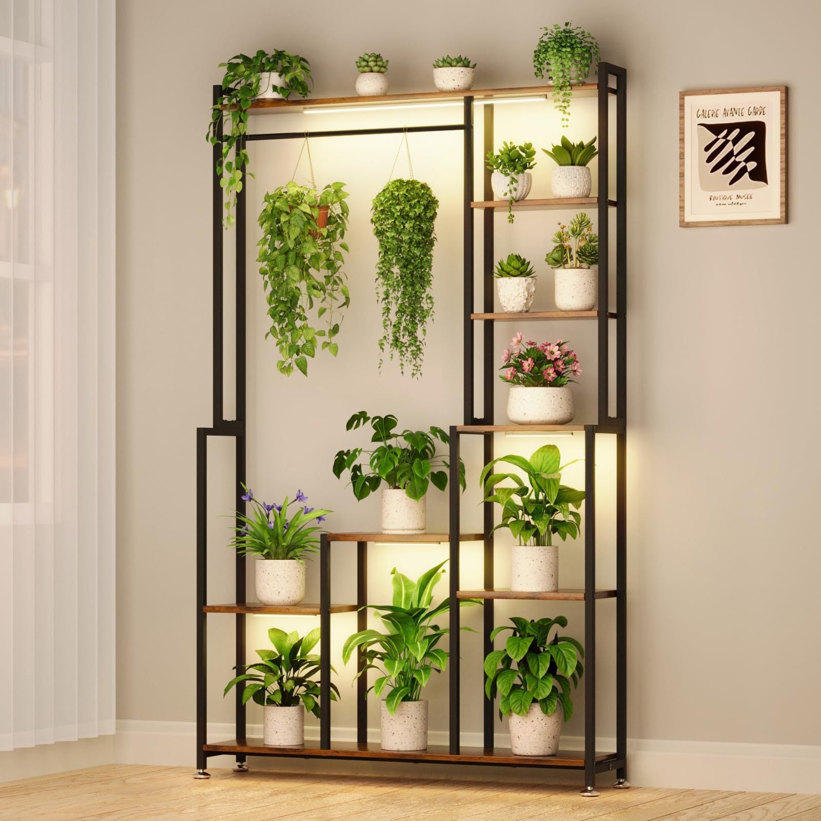 Large Plant Stand Indoor with Grow Light