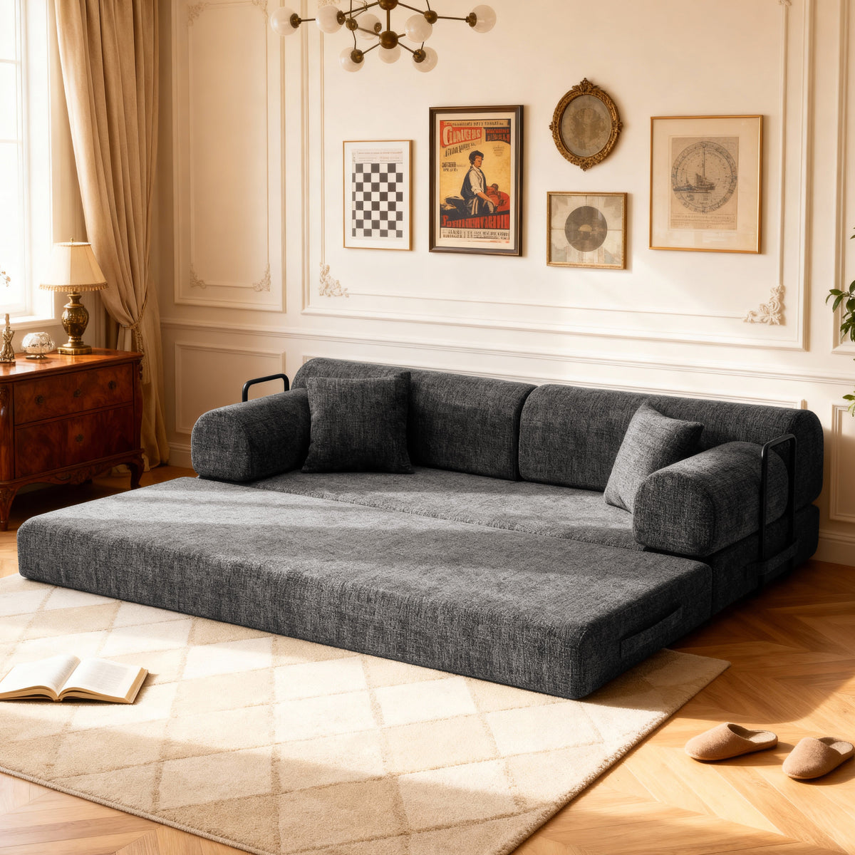 Convertible Sleeper Sofa Bed - Speckled Black