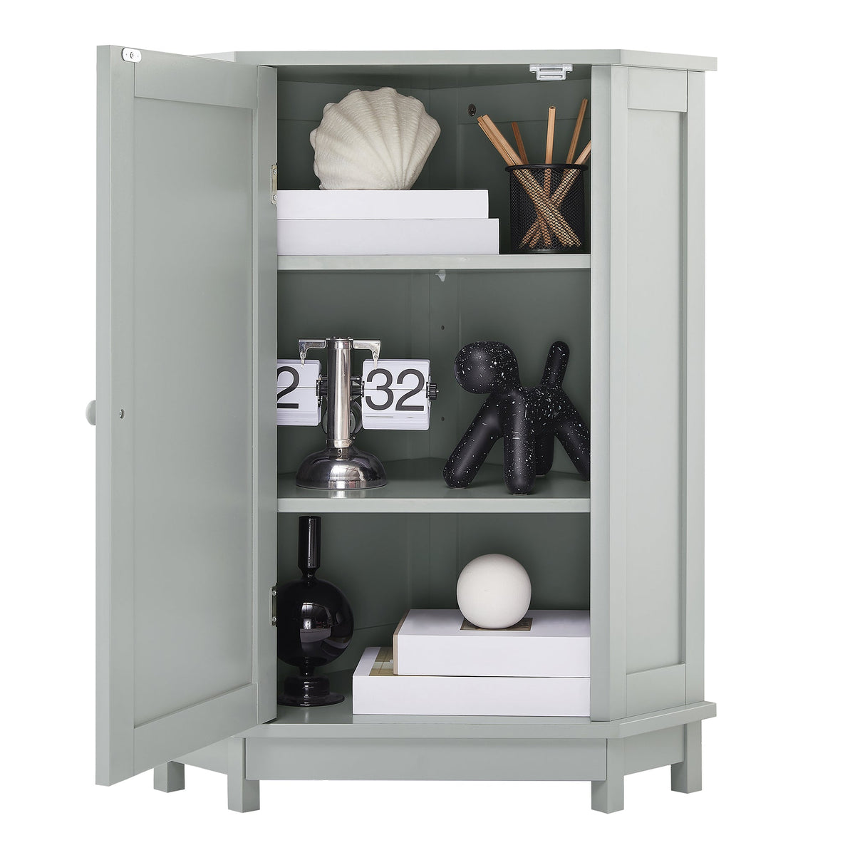 Grey Triangle Corner Bathroom Cabinet