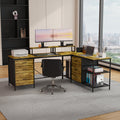 114" L-Shaped Desk with Power Hub, Industrial Design
