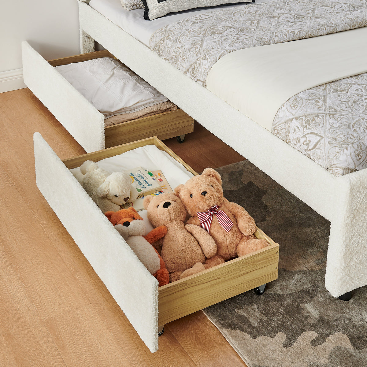 Queen Size Vertical Channel Tufted Headboard Bed