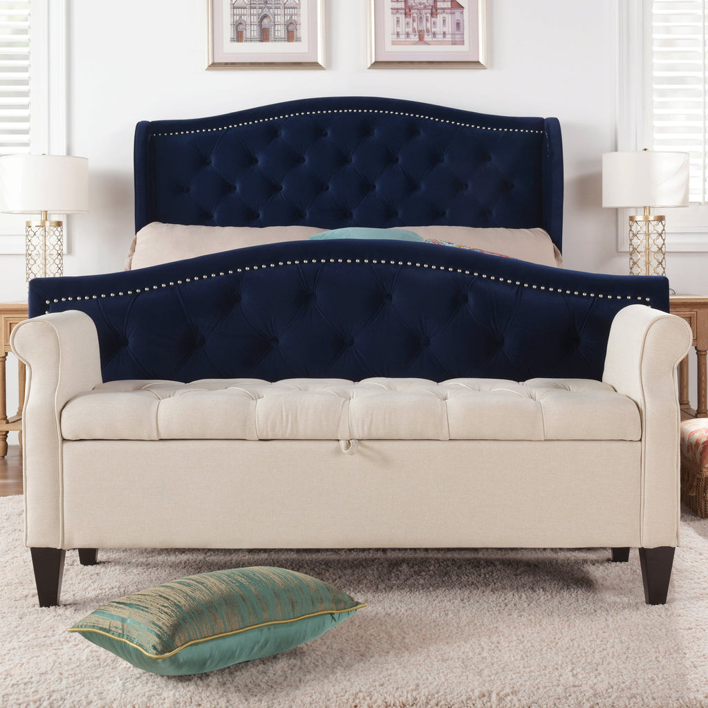 Jacqueline 57.5" Tufted Roll Arm Storage Bench