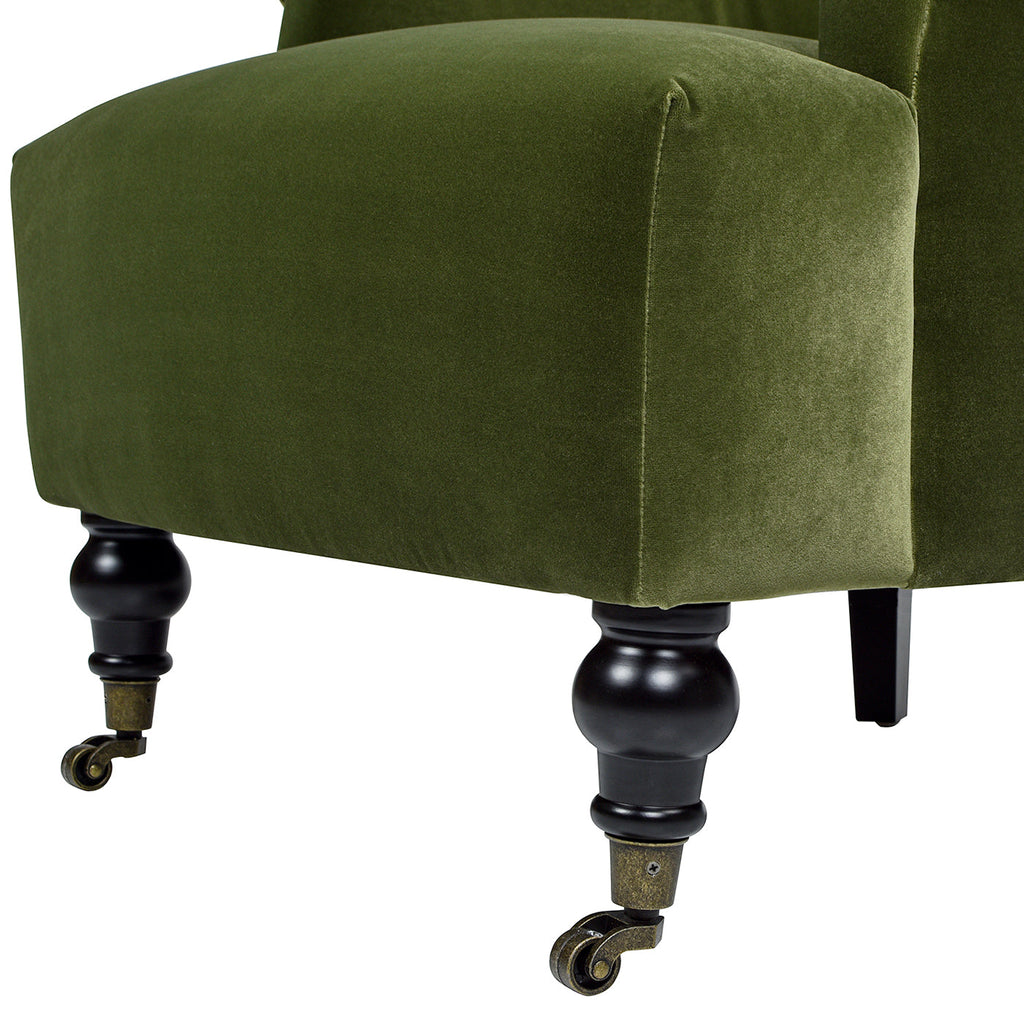 Eloise 30" Pleated Sock Arm Accent Armchair, Olive