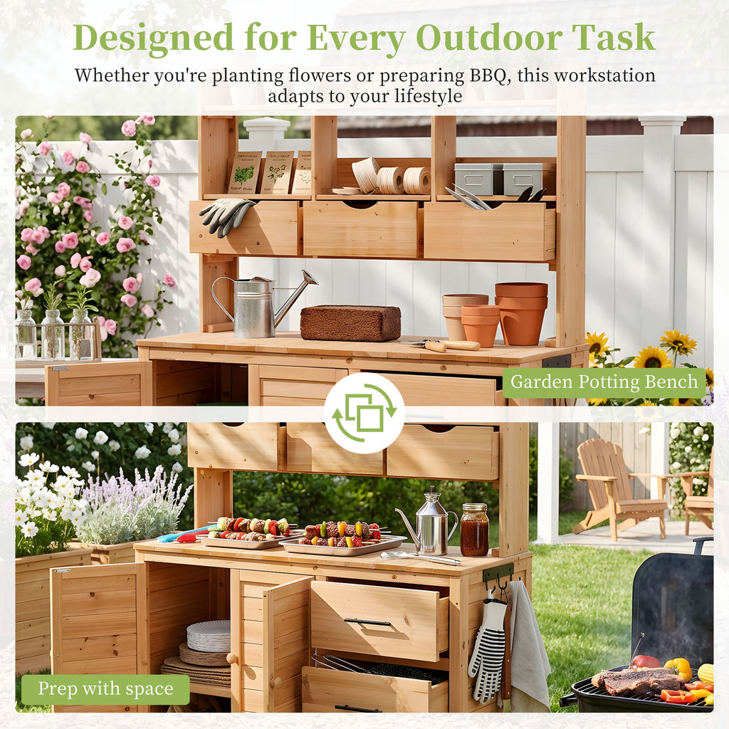 TOPMAX Farmhouse Patio Potting Bench