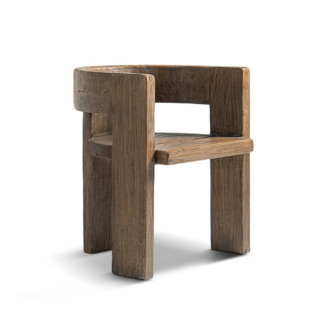 Soren Solid Reclaimed Elm Sculptural Accent Curved Dining Chair