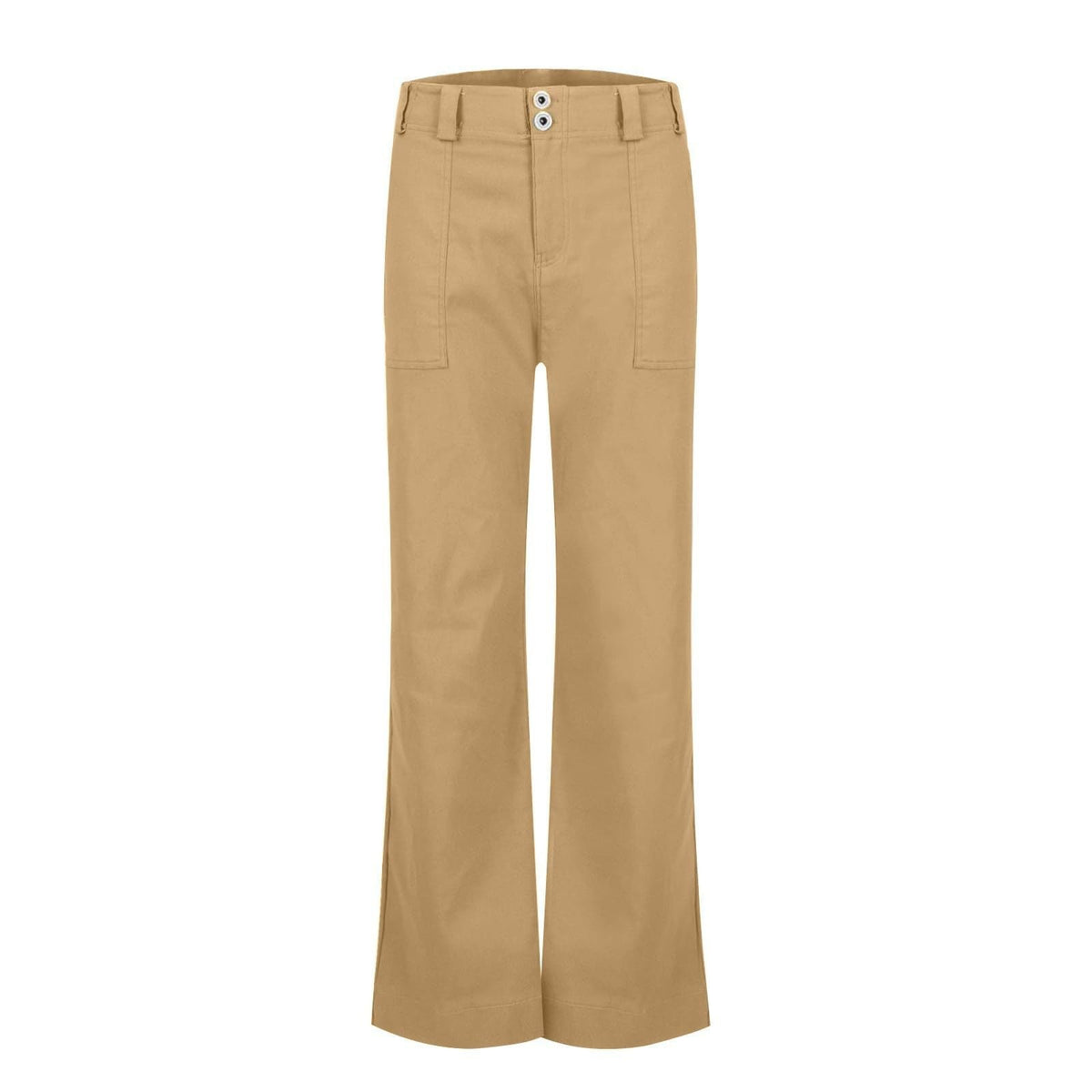 Women's Multi Pocket Stretch Elastic Waist Twill Cotton Pants  High Waisted, Comfortable Form Fitting  Formal Casual Wide Leg Pants