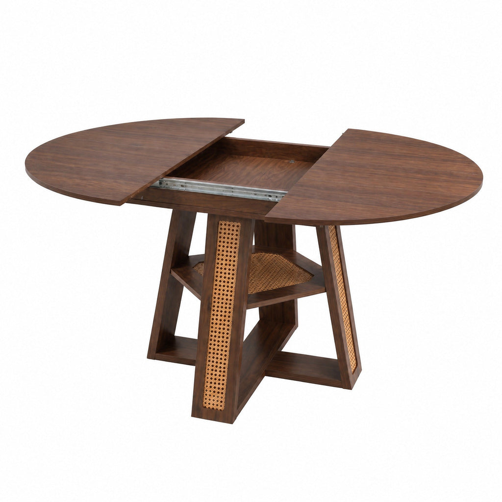 Extendable Round Dining Table for 4-6