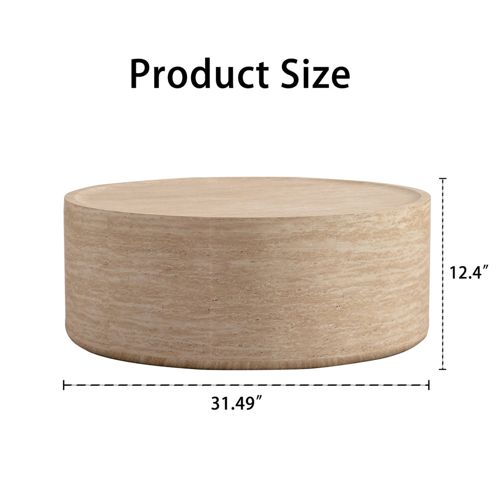31.5'' Round Coffee Table with Mars Pattern for Living Room
