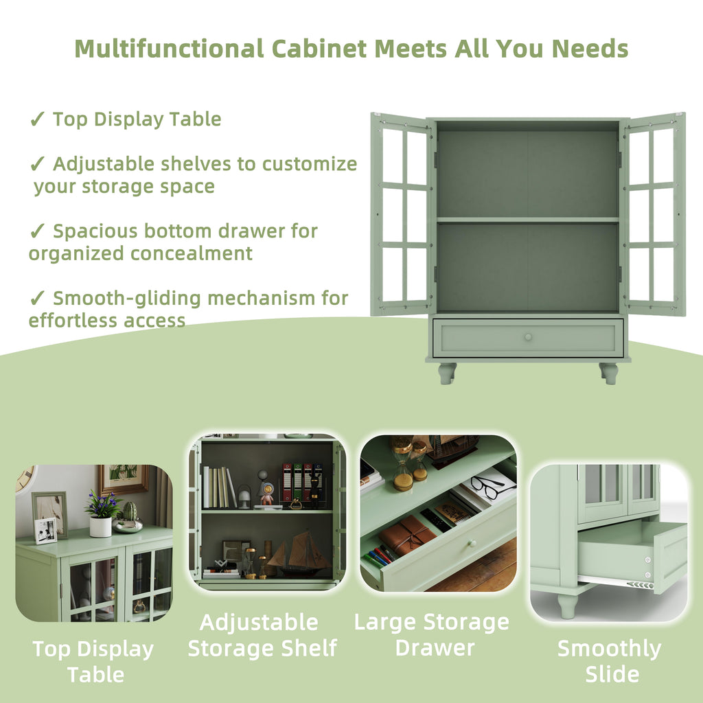 Minimalism Buffet Cabinet with Double Glass Doors