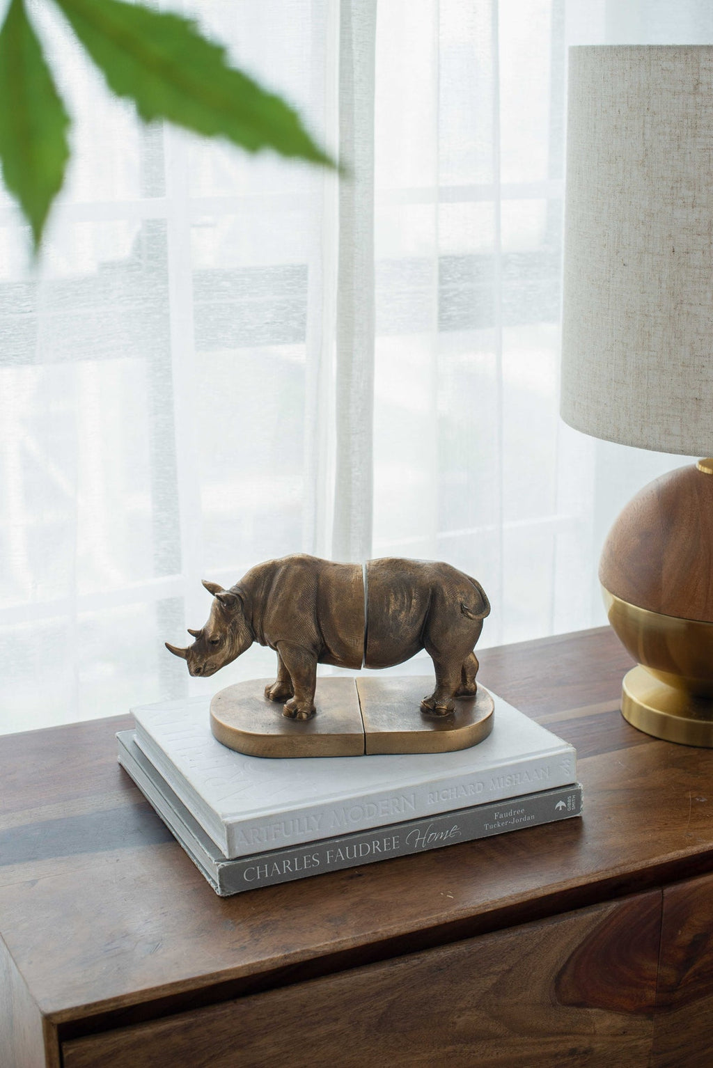 Rhino Bronze Bookends - Set of 2