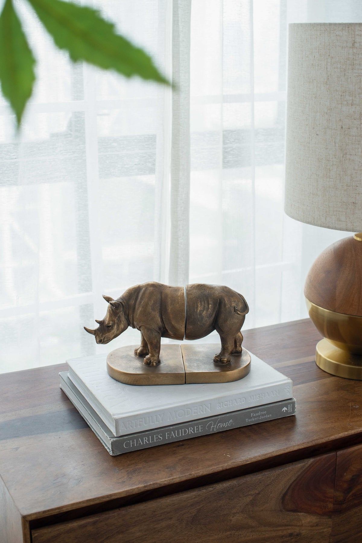 Rhino Bronze Bookends - Set of 2