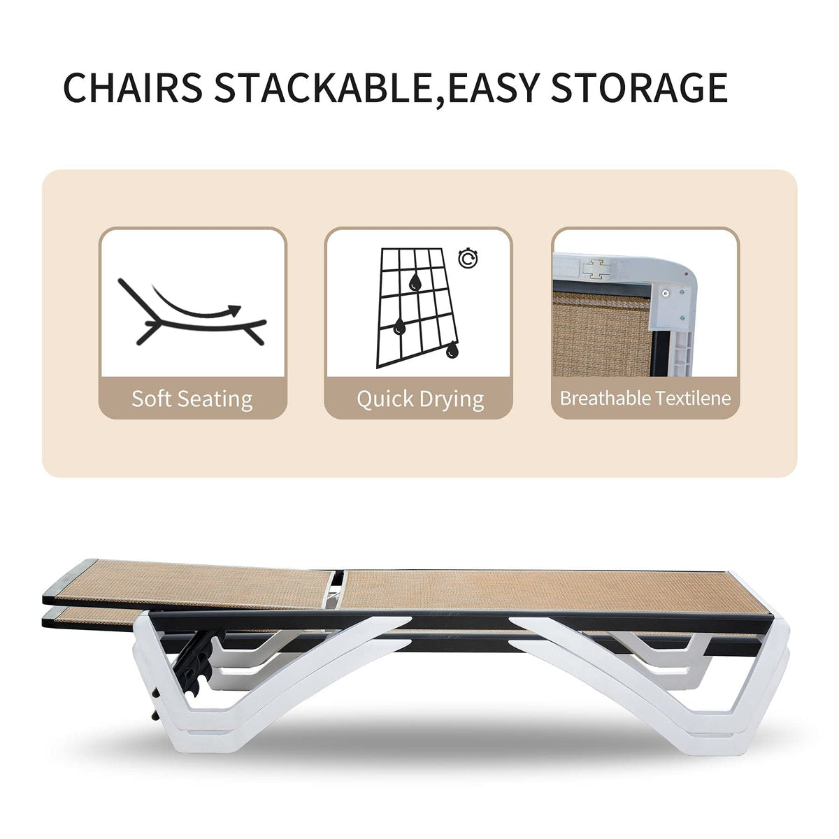 Adjustable Chaise Lounge Aluminum Outdoor Patio Lounge Chair