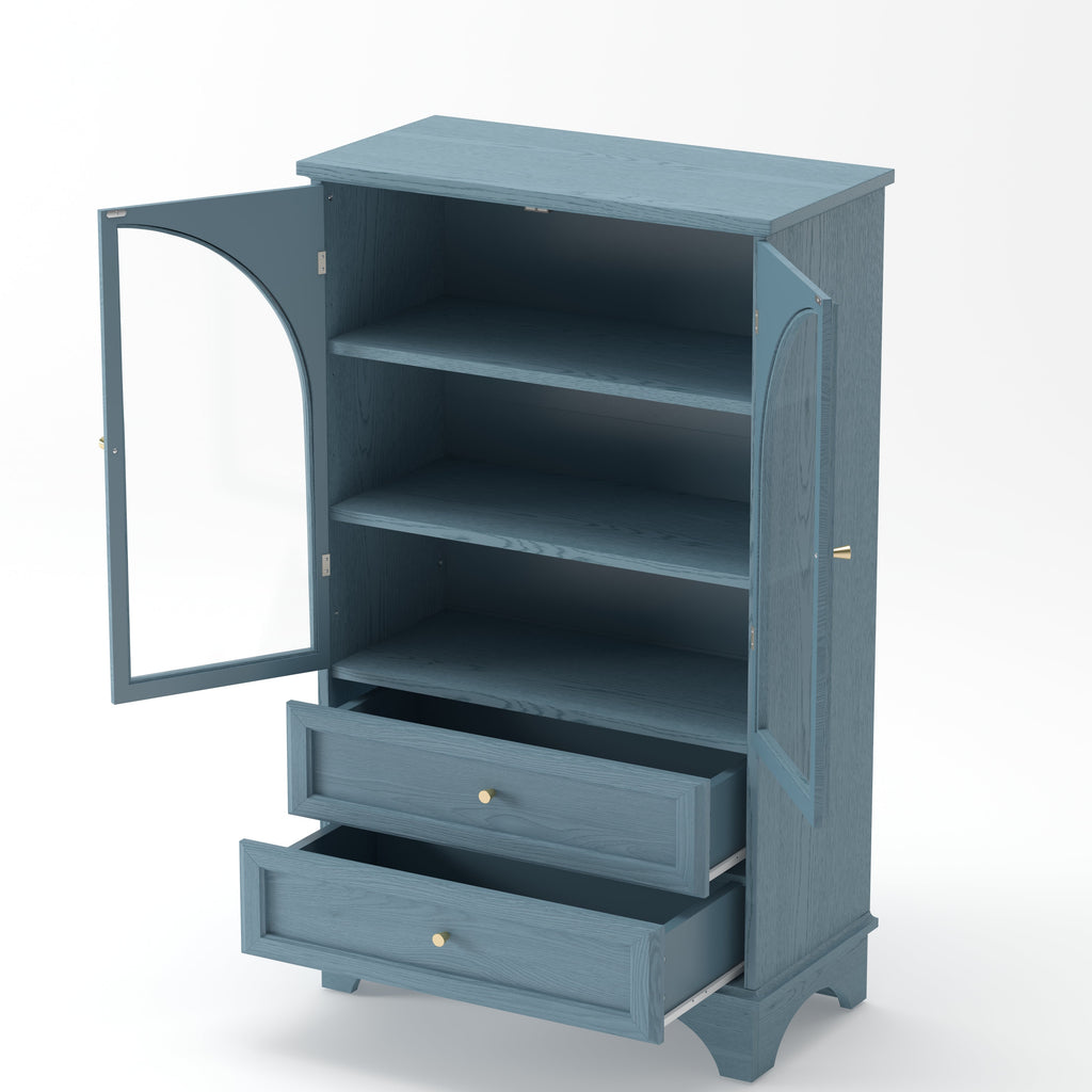 52.17"H Glass Door Display Case Storage Cabinet