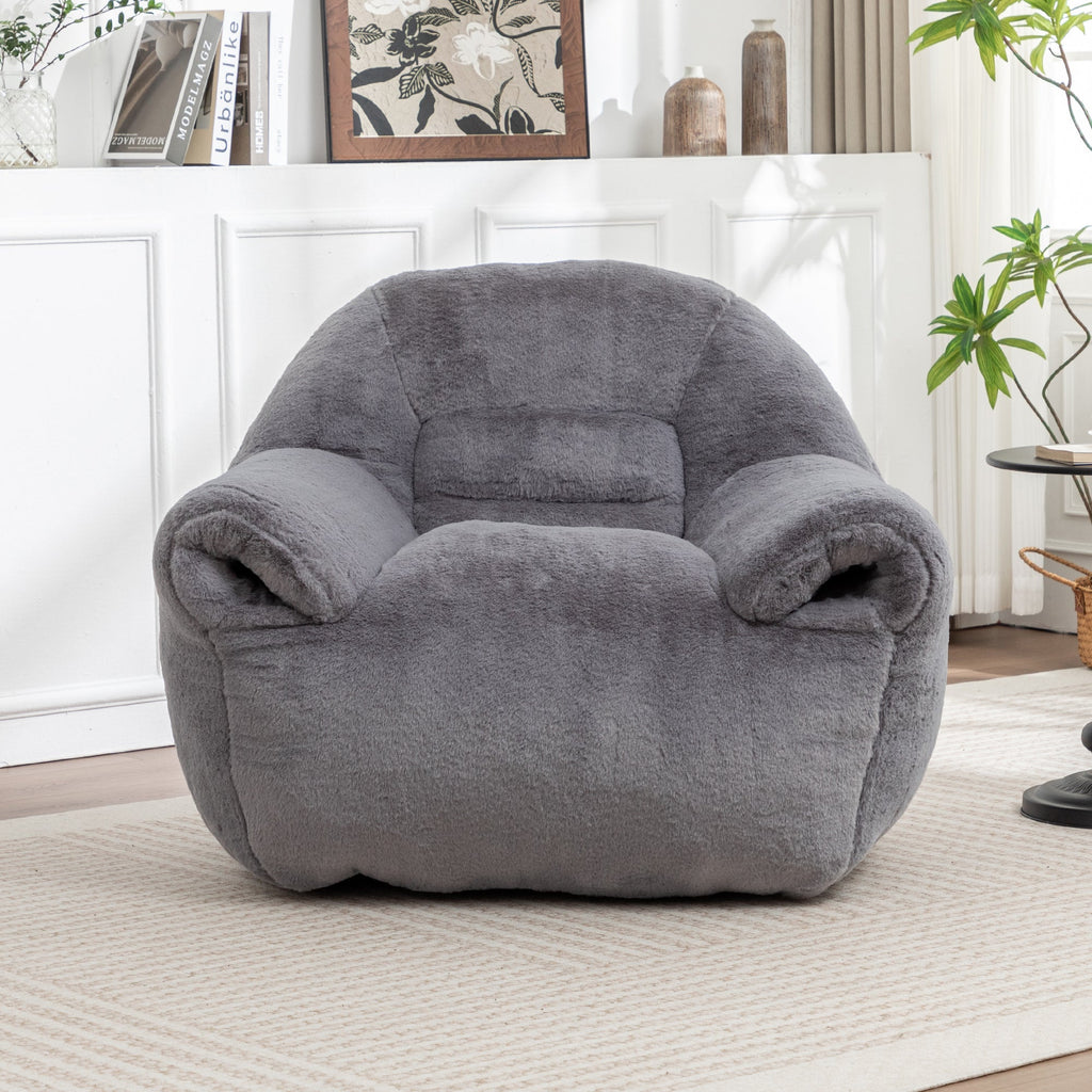 Comfy Faux Fur Bean Bag Chair with Back Support