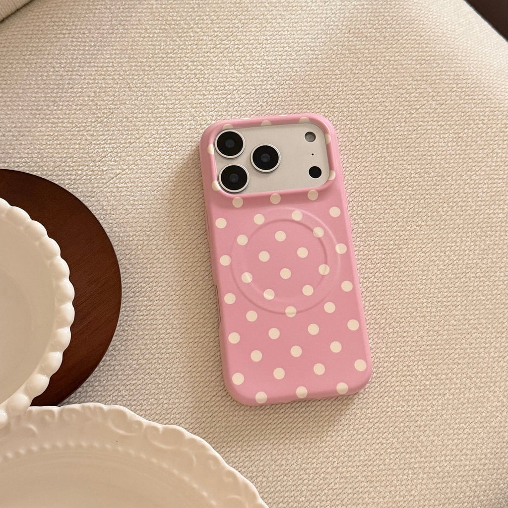 Versatile Cream Polka Dot Magnetic Phone Case