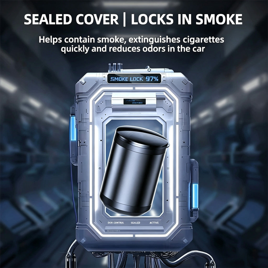 Car Ashtray, High-End, High-Grade Aluminum Alloy, Does Not Drop Cigarette Ash, Has A Premium Feel, Car Ashtray With Light And Lid