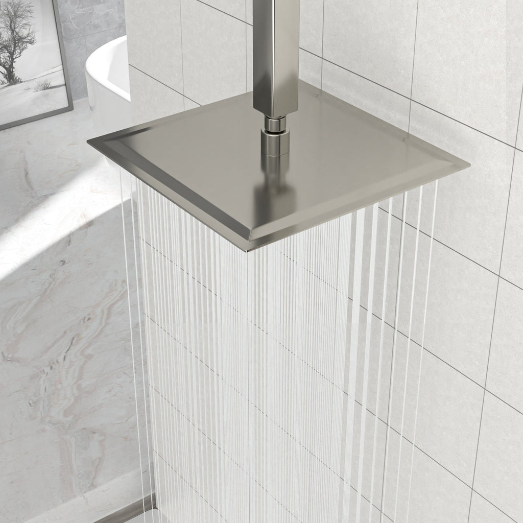 10" Square Rainfall Shower Head, Wall/Ceiling Mounted, Brushed Nickel