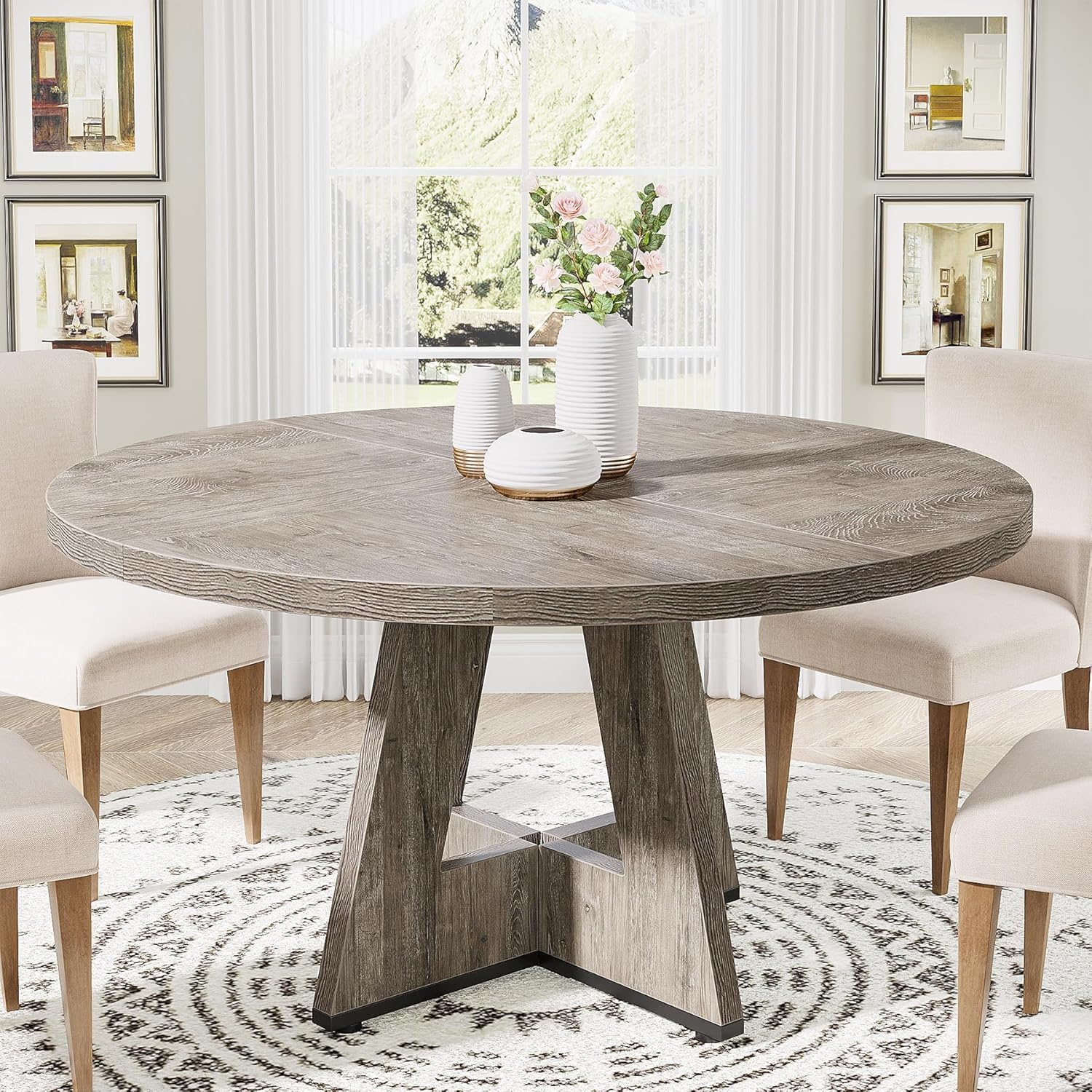 47" Round Farmhouse Dining Table – Rustic