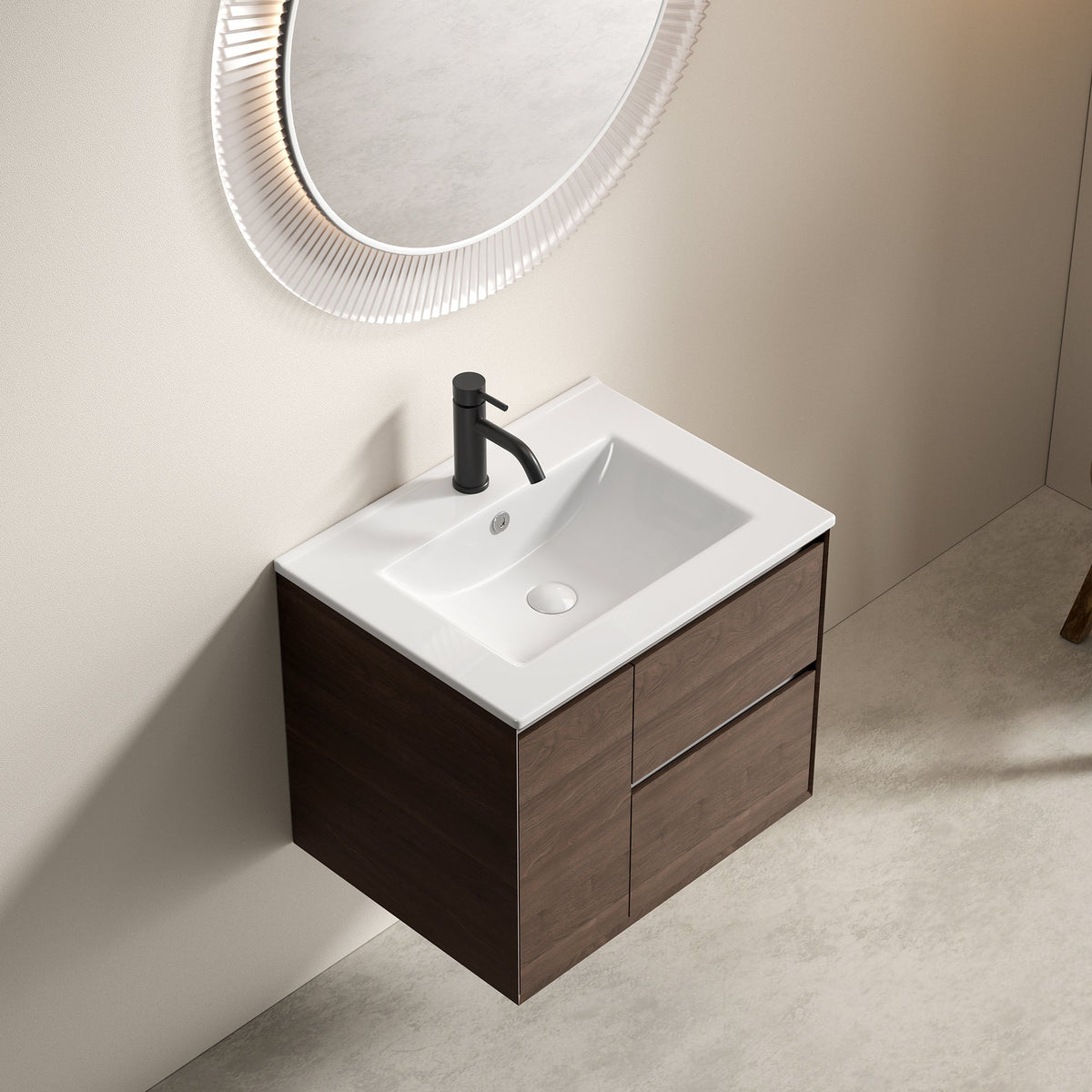 24 Inch Bathroom Vessel Sink, Glossy Ceramic Vanity Sink Top