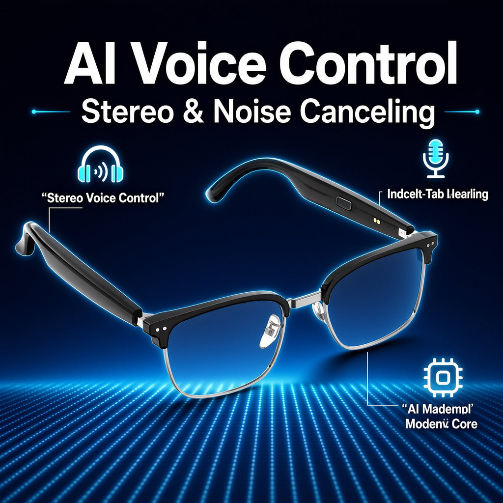 Smart AI Bluetooth Sunglasses Open Ear Audio, Polarized Sun Protection Glasses For Motorcycle Driving Cycling Hands Free Phone Call  Music Playback