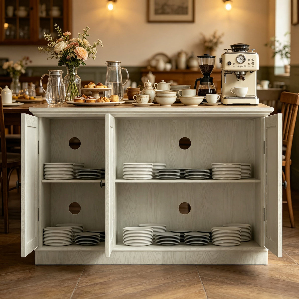 45" Wide Storage Cabinet with 3 Mirrored Acrylic Doors