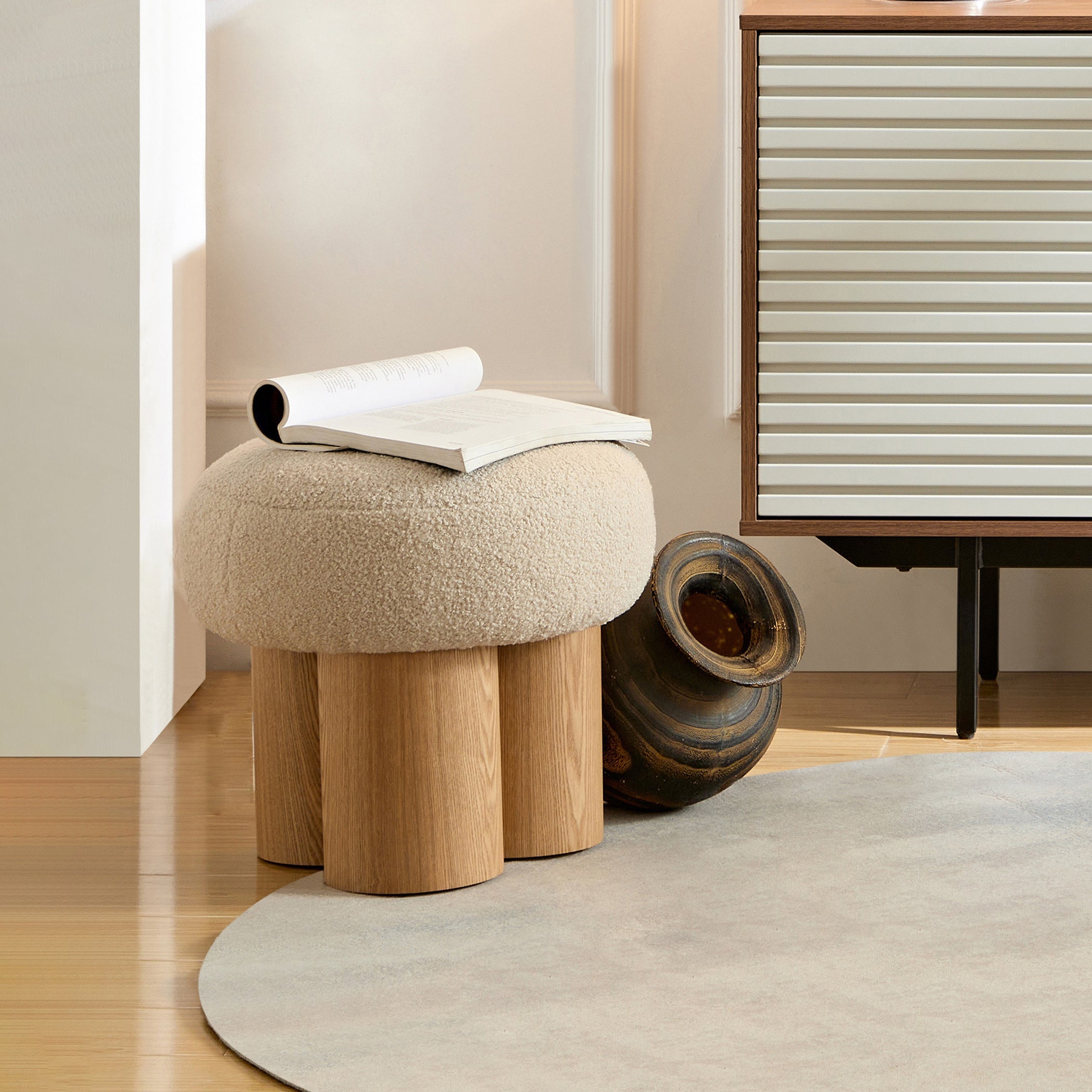 W8017-1 Mushroom Stool with Grieg Plush Cushion