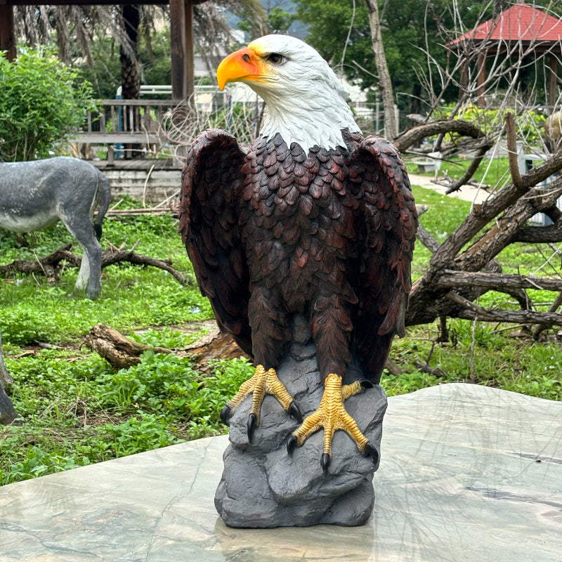 Large Standing Bald Eagle Garden Statue