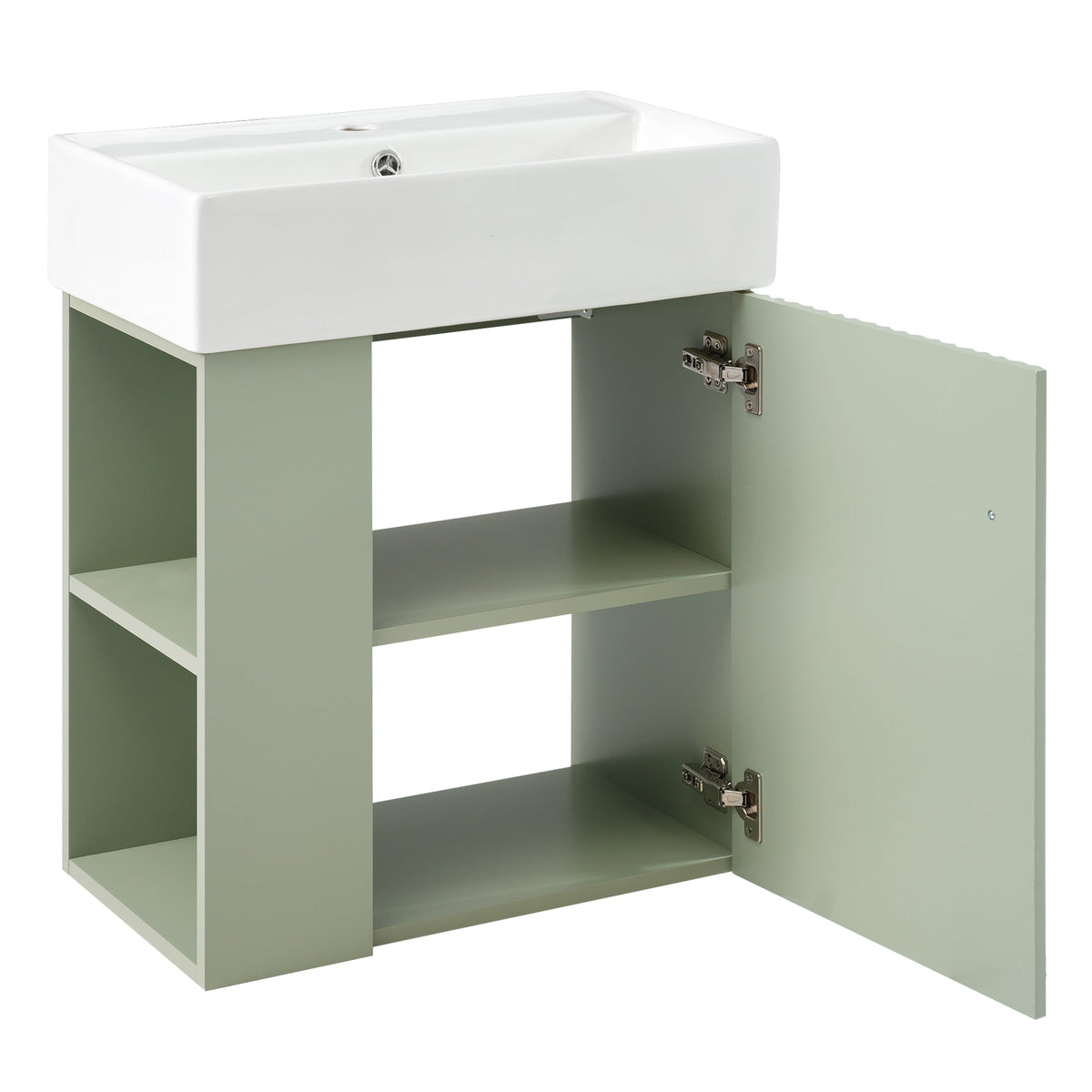 21.6 Inch Modern Floating Bathroom Vanity with Ceramic Basin