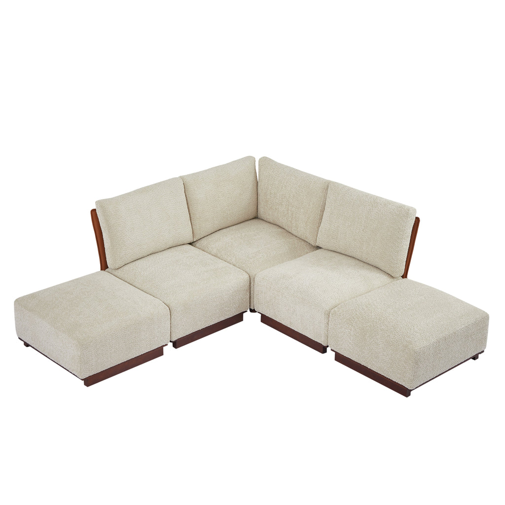 Velora 88.5 in. 5-Piece V Shaped Boucle Modular Sectional Sofa