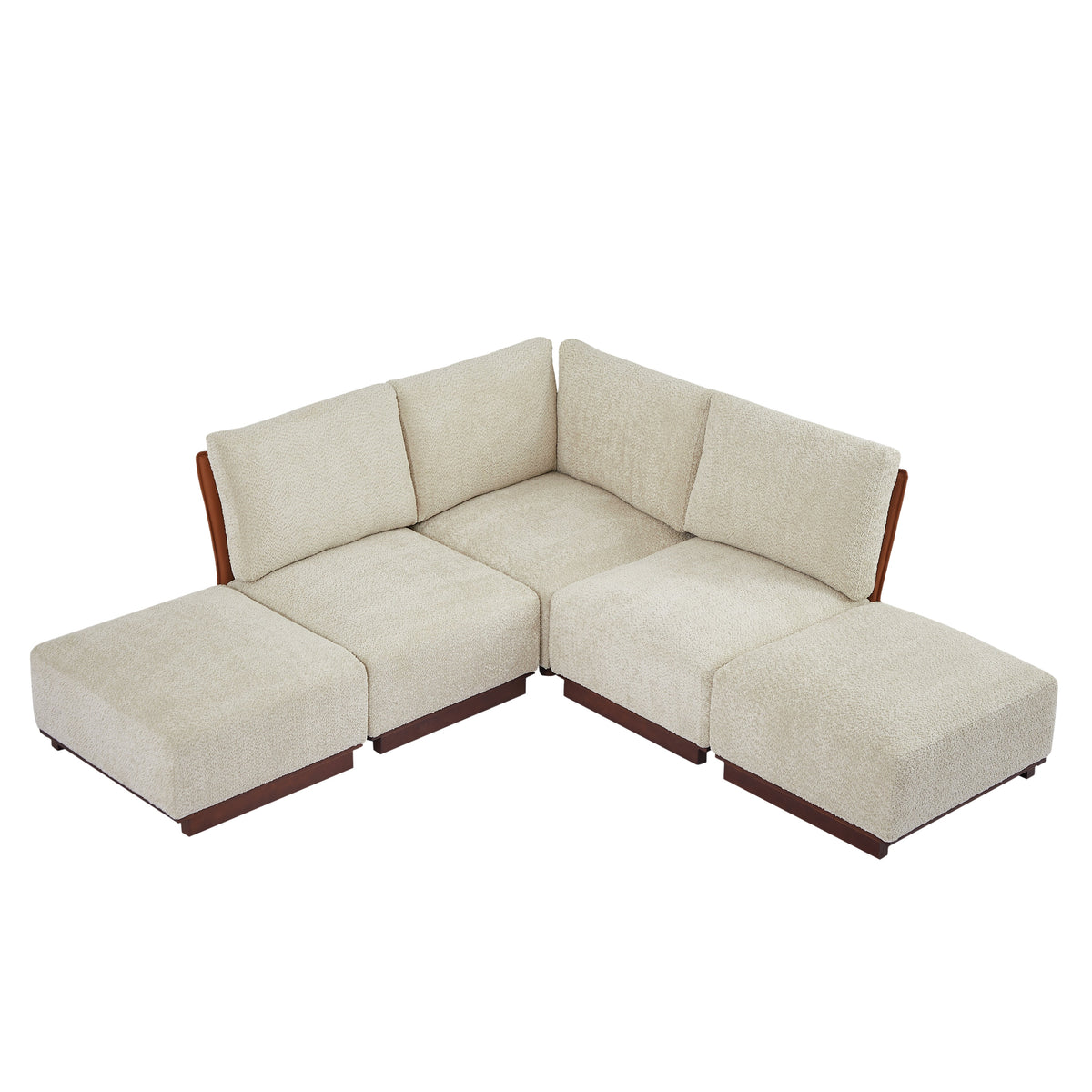 Velora 88.5 in. 5-Piece V Shaped Boucle Modular Sectional Sofa