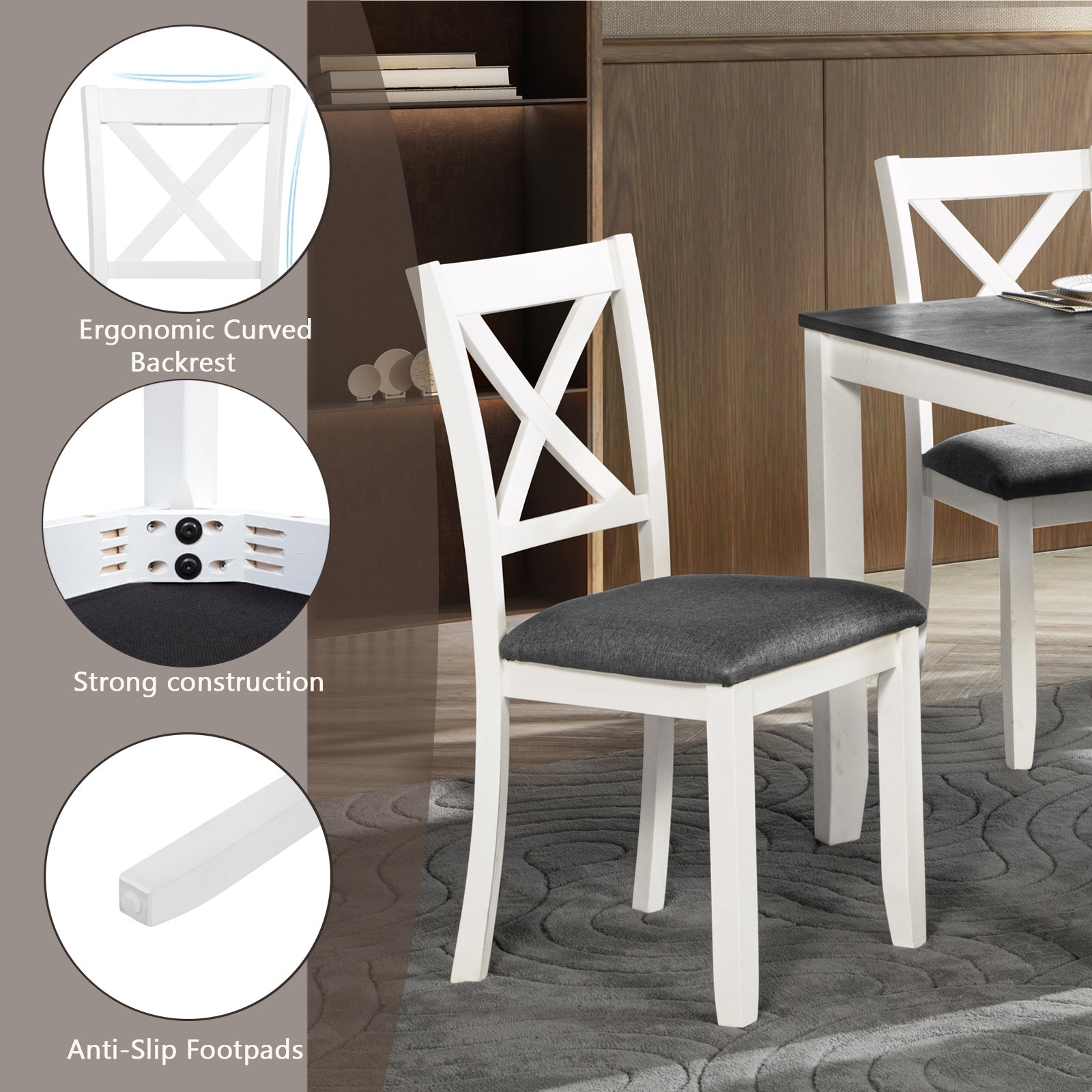 6-Piece Dining Table Set with Bench