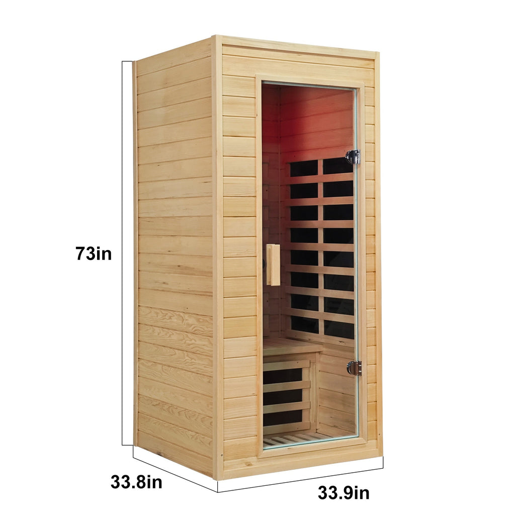 Hemlock Wood One-Person Far Infrared and Red-Light Indoor Sauna Room