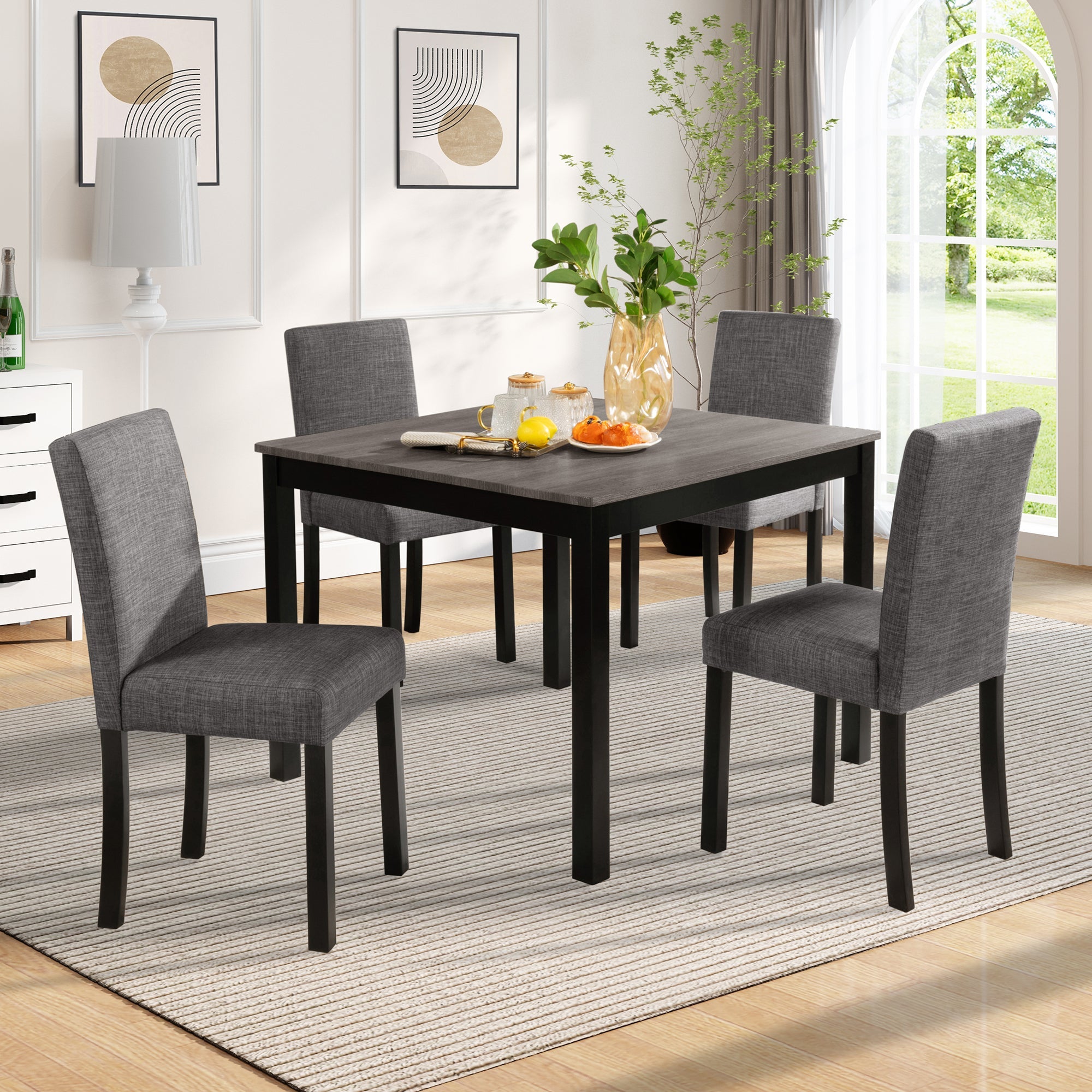 5-Piece Dining Table Set with 4 Chairs