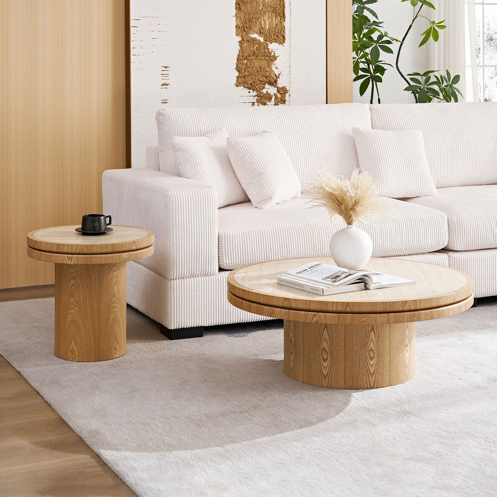 Sintered Stone Coffee Table with MDF Pedestal