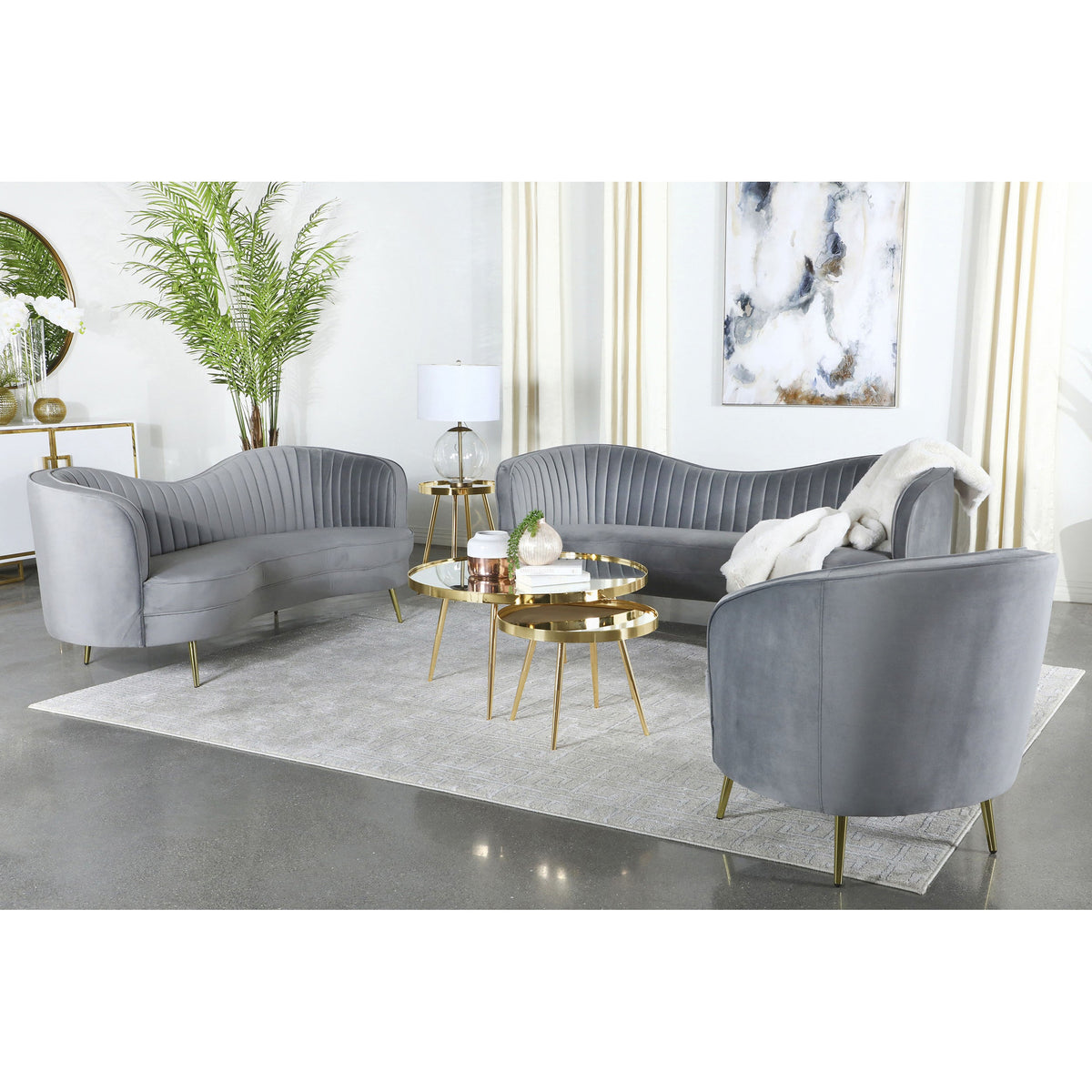 Grey Velvet Accent Chair