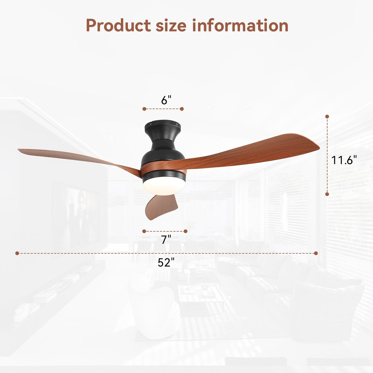 52" Ceiling Fan with Lights, Quiet DC Motor Reversible