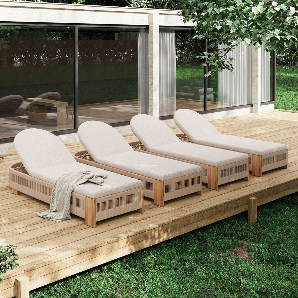 Outdoor Chaise Lounge Chair, Acacia Wood Pool Chair