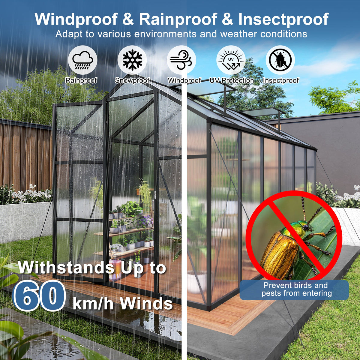 6x12FT Walk-in Outdoor Greenhouse