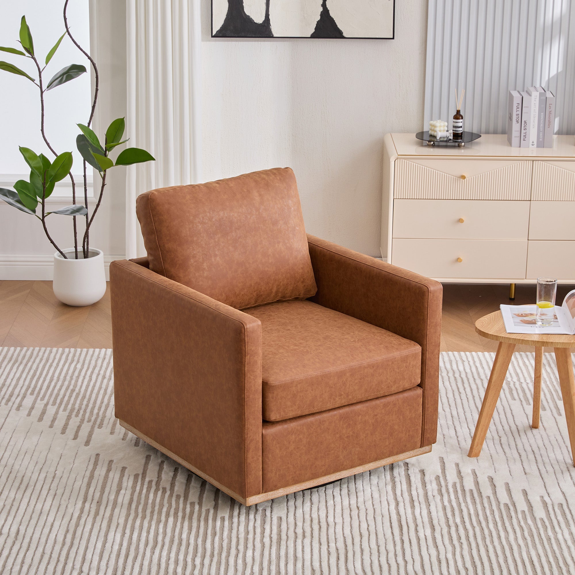 30.7"W Upholstered Square Swivel Accent Chair