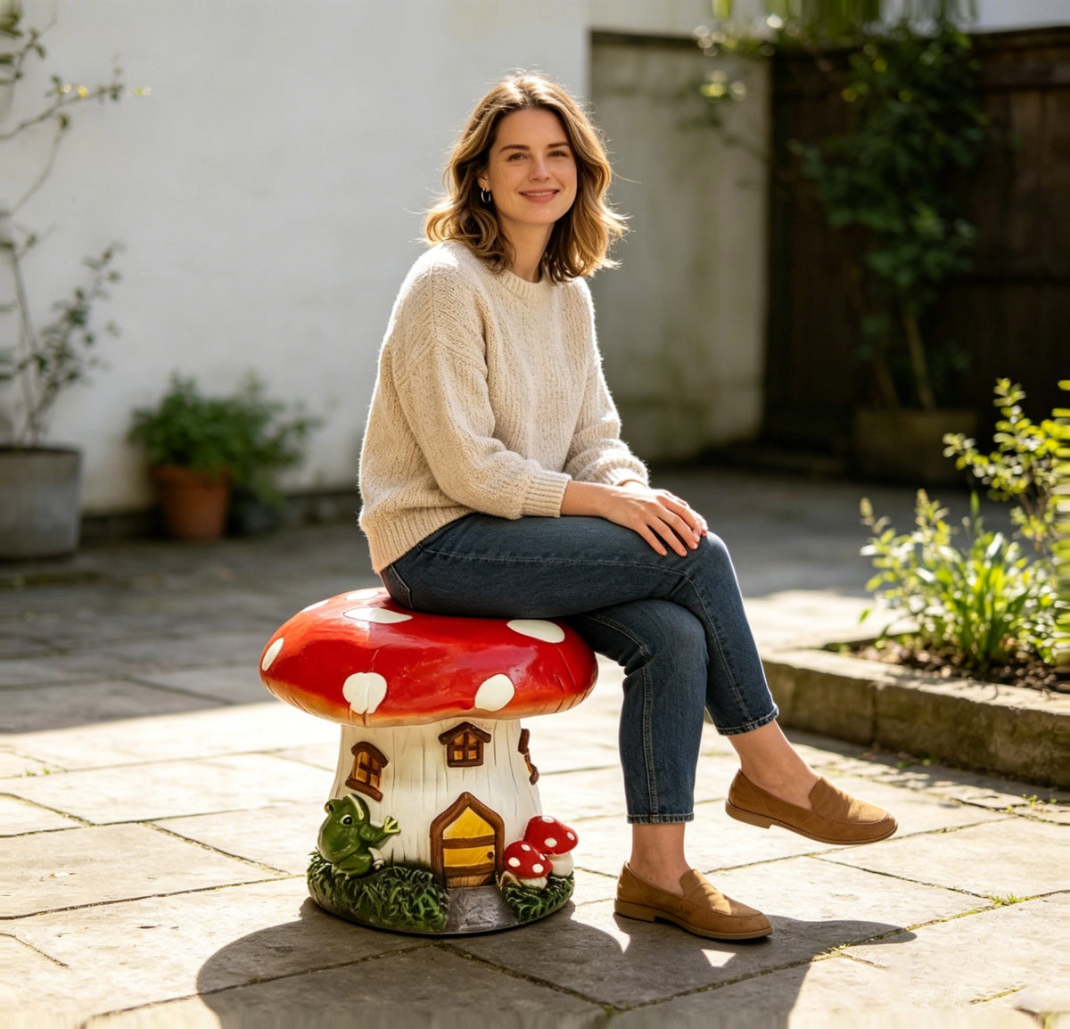 Mushroom House Garden Stool