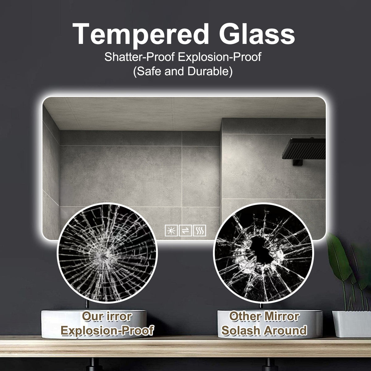 28"x60" Frameless LED Bathroom Mirror