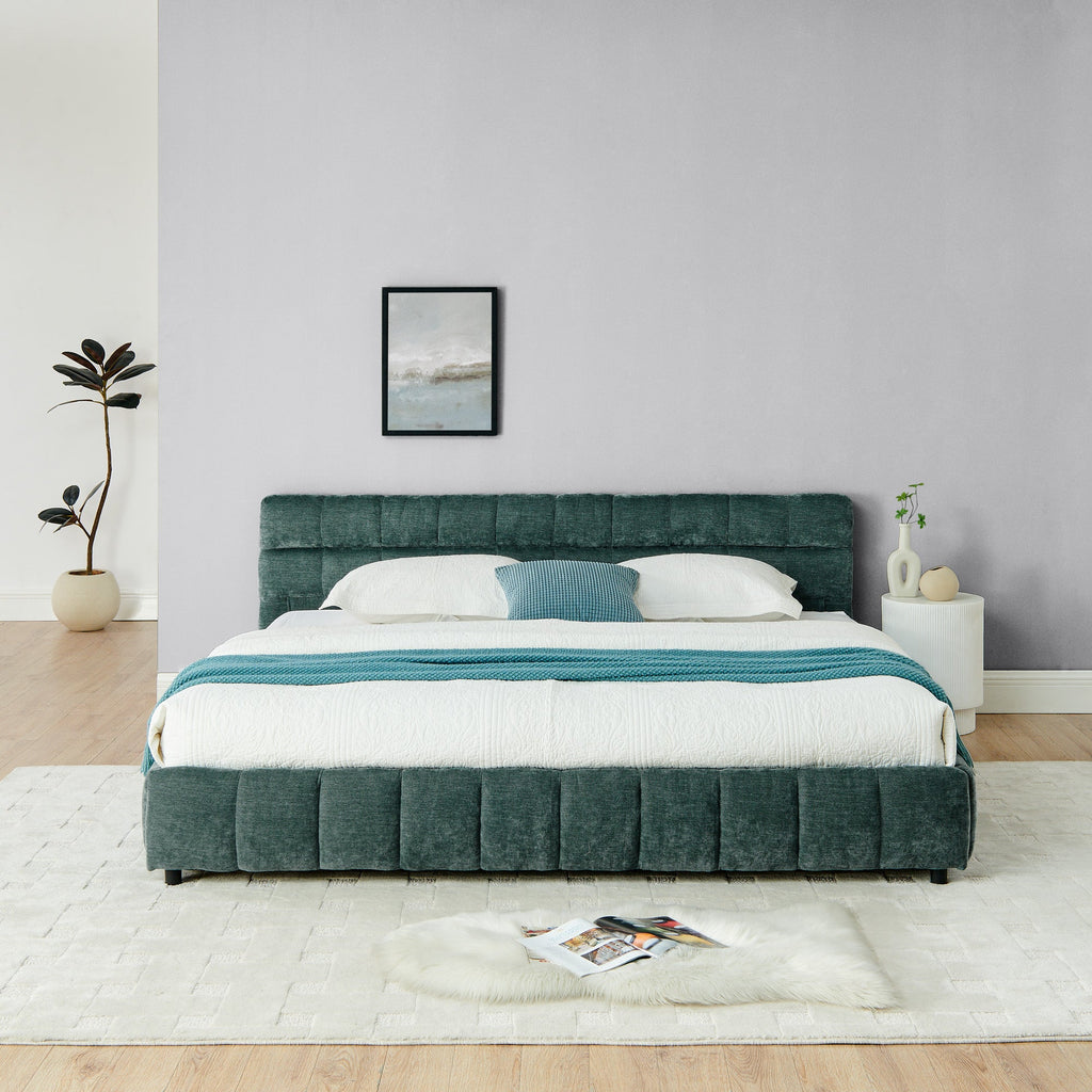 King Size Upholstered Bed with Storage Drawer