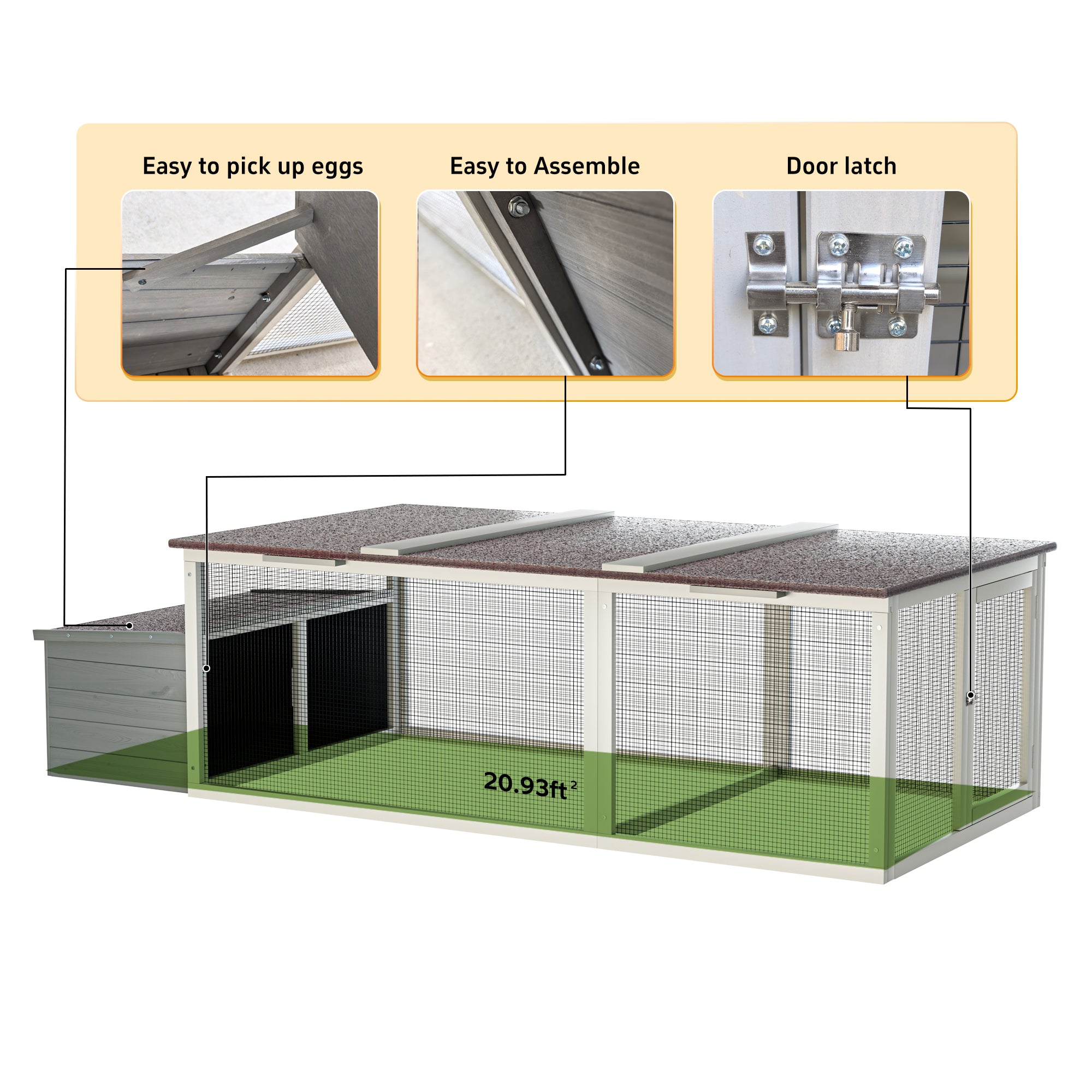 Large Wooden Chicken Coop with Nesting Box