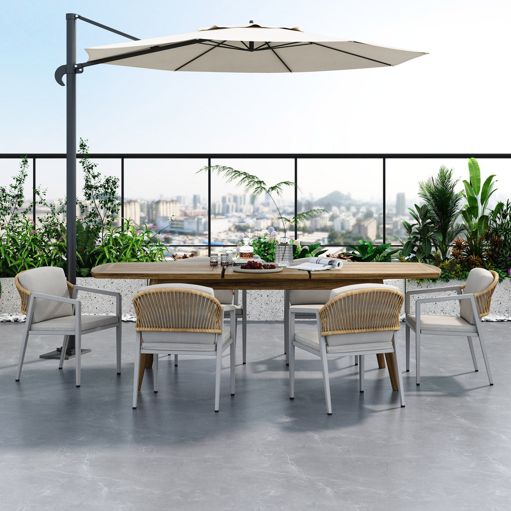7-Piece Outdoor Dining Set: Acacia Wood Table & 6 Chairs